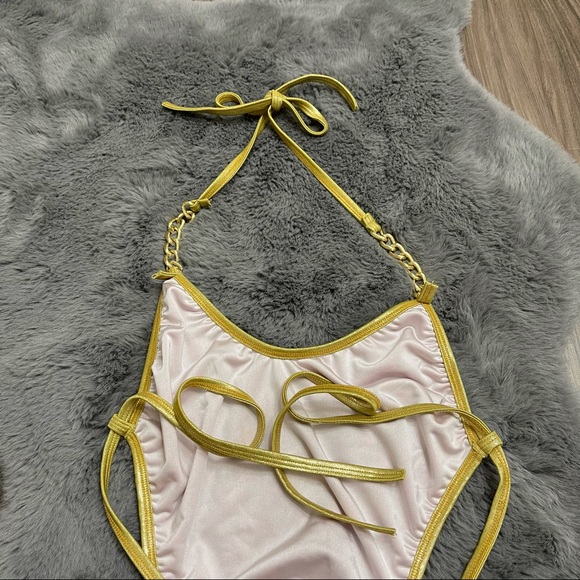 Pink monogram double G pink one piece swimsuit - Picture 4 of 9